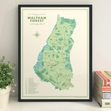 Waltham Forest London Borough Map Unframed Print