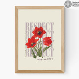 Respect Red Flower Medium Oak Frame