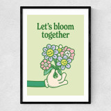 Let's Bloom Together Narrow Black Frame