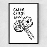 Cream Cheese Bagel Narrow Black Frame