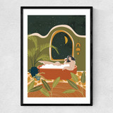 Bubble Bath Wine Narrow Black Frame