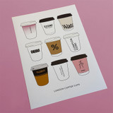 London Coffee Cups Unframed Print