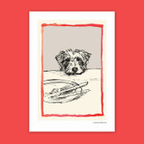 Dog With Plate Unframed Print