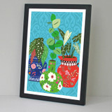 Plants in Colourful Pots Unframed Print