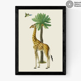 Giraffe and Bird Medium Black Frame