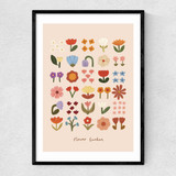 Flower Garden Soft Pink Narrow Black Frame
