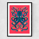 Octopus (Magenta) Narrow Black Frame