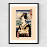 Ukiyo-e Lisa Narrow Black Frame