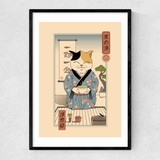 Tea Cat Ceremony Narrow Black Frame
