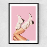 These Boots - Glitter Pink Narrow Black Frame