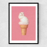 Cat Ice Cream Narrow Black Frame