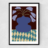 Purple Pottery and Dropping Lily Narrow Black Frame