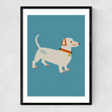 Sausage Dog by Christina Hagerfors Narrow Black Frame