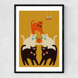 Pyramid of Cats Narrow Black Frame