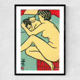 Geisha with cats Matchbox Narrow Black Frame