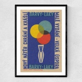 Paintbrush Matchbox Label Narrow Black Frame