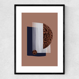 Watercolor Shapes Red Narrow Black Frame