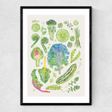 Green Harvest Of Fruit And Vegetables Narrow Black Frame