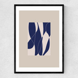 Blue Lined Shapes II Narrow Black Frame