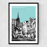 Edinburgh Cityscape Narrow Black Frame