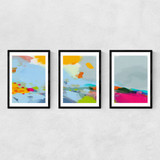 Red Poppies Field Abstract Triptych
