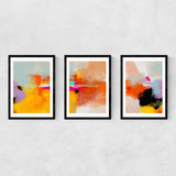 Yellow Blush Triptych Narrow Black Frame