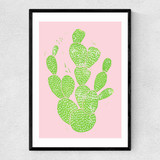 Linocut Cacti Narrow Black Frame