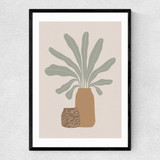 Two Brown Vases And Green Plant