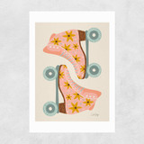 Blush/Mint Retro Rollerskates Unframed Print
