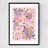 Garden Flowers Narrow Black Frame