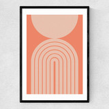 Abstract Rainbow Circle Terracotta Narrow Black Frame