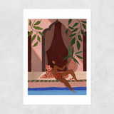 Holiday with Pet Leopard Unframed Print