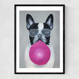 French Bulldog With Bubblegum Narrow Black Frame