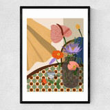 Floral Arrangement Narrow Black Frame