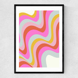 70s Abstract Candy Swirls Narrow Black Frame