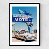 Blue Swallow Motel Narrow Black Frame