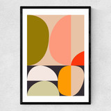 Mid Century Half Circles Narrow Black Frame