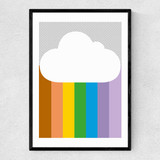 Rainbow Cloud by Dicky Bird Narrow Black Frame