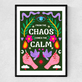 Chaos Calm (Green) Narrow Black Frame