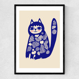 Patterned Cat Narrow Black Frame