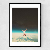 Falling with a hidden smile Narrow Black Frame