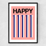 Happy Pink Narrow Black Frame