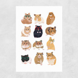 Hamsters in Glasses Unframed Print