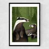 Badgers by Dieter Braun Narrow Black Frame