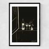 Wine and Friends Narrow Black Frame