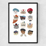 Cats in Hats Narrow Black Frame