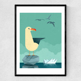 Seagull by Dieter Braun Narrow Black Frame