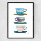 Coffee Cups Narrow Black Frame