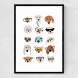 Dogs in Glasses Narrow Black Frame