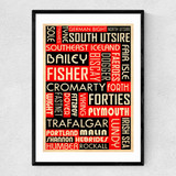 Shipping Forecast By Indieprints Narrow Black Frame